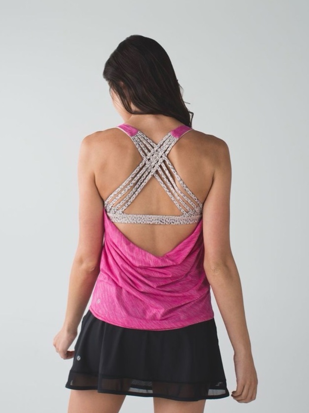 Lululemon Wild Bra Tank - Heathered Jewelled Magenta / Dottie Dash White Black
